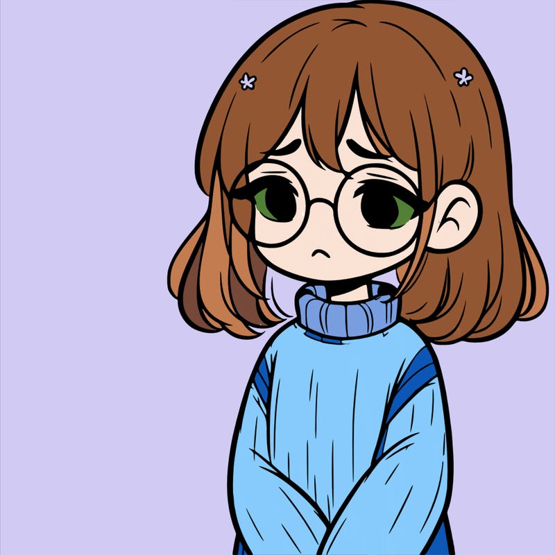sad girl with glasses in a sweater