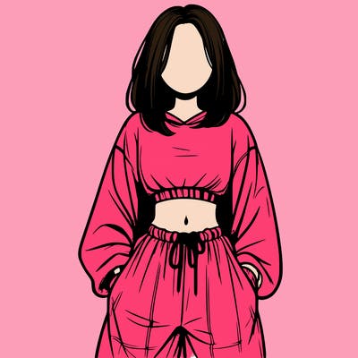 realistic girl faceless with baggy pants and a crop top