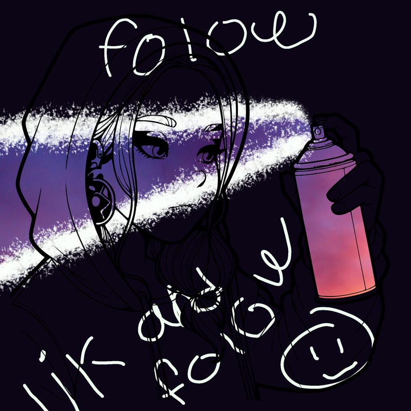 a realistic girl, spray painting