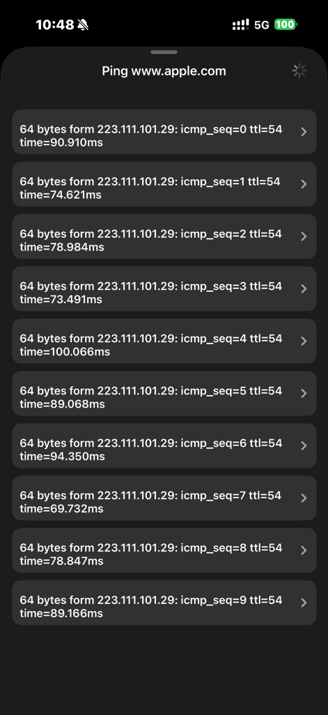 CPU-X - CPU-X network diagnostic tool displaying ping response times for a website
