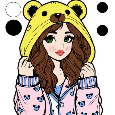 realistic girl in a animal pjs hoodie