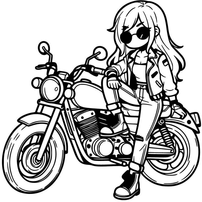 cool girl sitting on a motorcycle