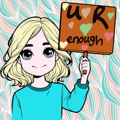 realistic girl holding up a sign