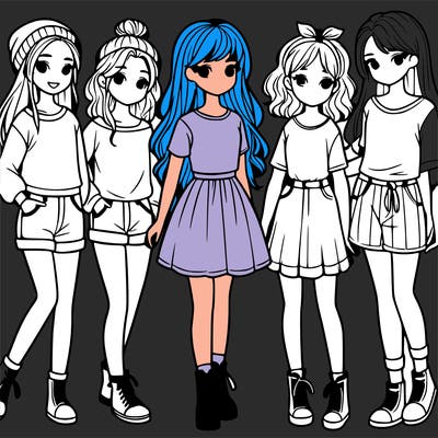 a group of five girls