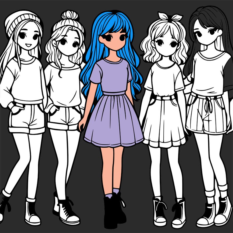 a group of five girls