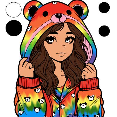 realistic girl in a animal pjs hoodie