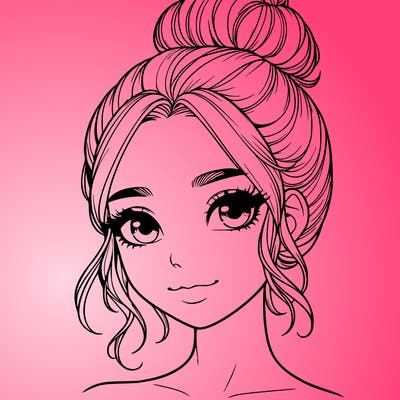 realistic pretty girl with hair in bun