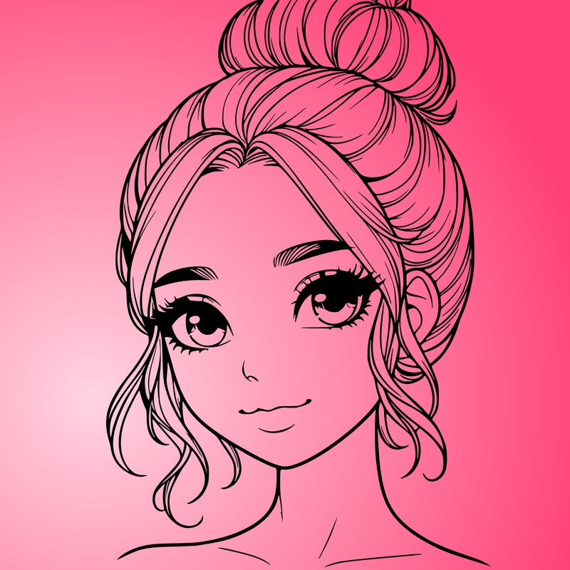 realistic pretty girl with hair in bun