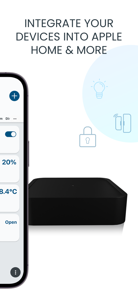 mediola connect - Mediola connect App-Oberfläche, die die Integration von Smart-Home-Geräten mit Apple Home zeigt