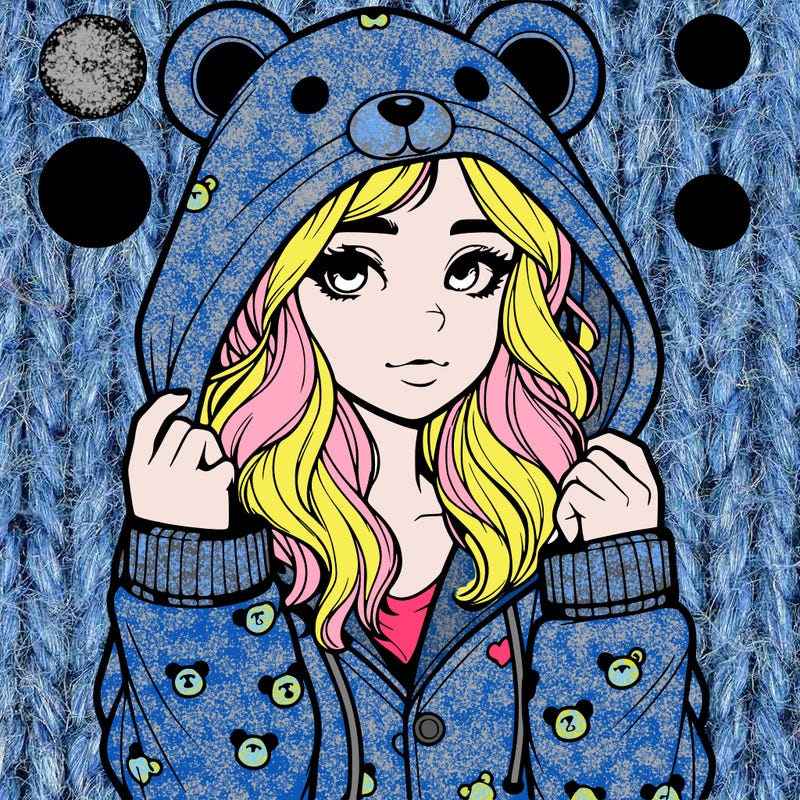 realistic girl in a animal pjs hoodie