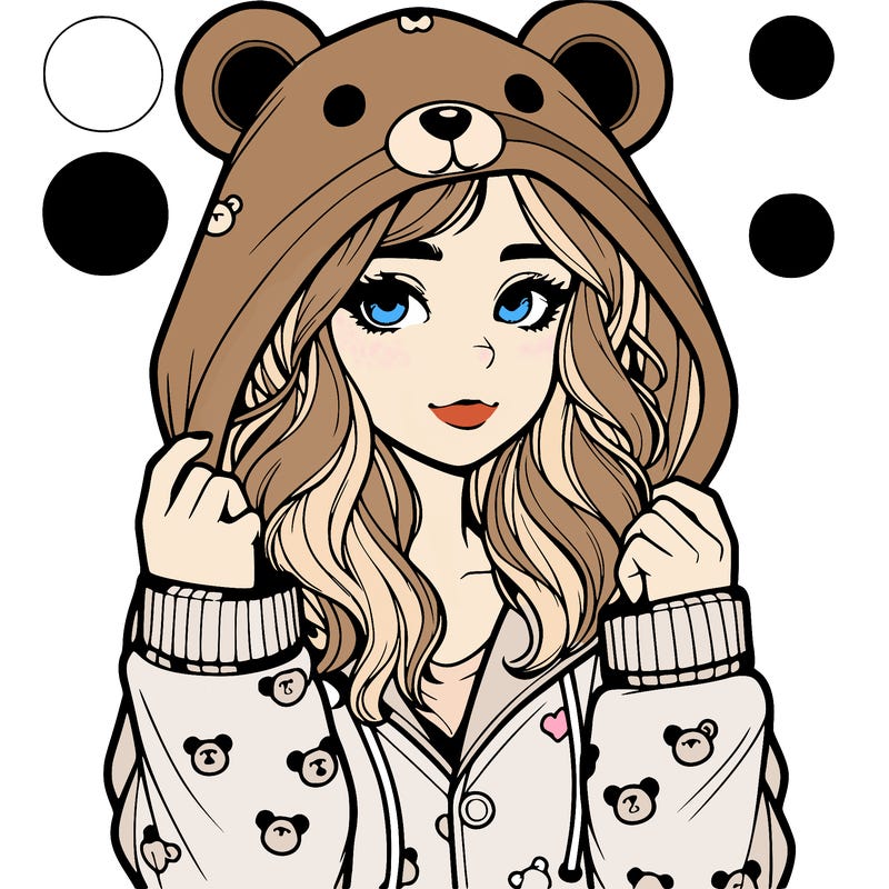realistic girl in a animal pjs hoodie
