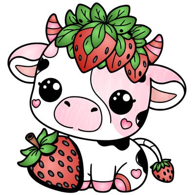 cute strawberry cow