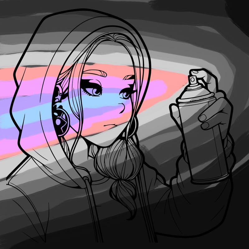 a realistic girl, spray painting