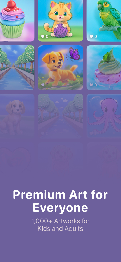 Kala: AI Art Coloring Book - A diverse collection of premium AI generated artwork including kittens and puppies for digital coloring