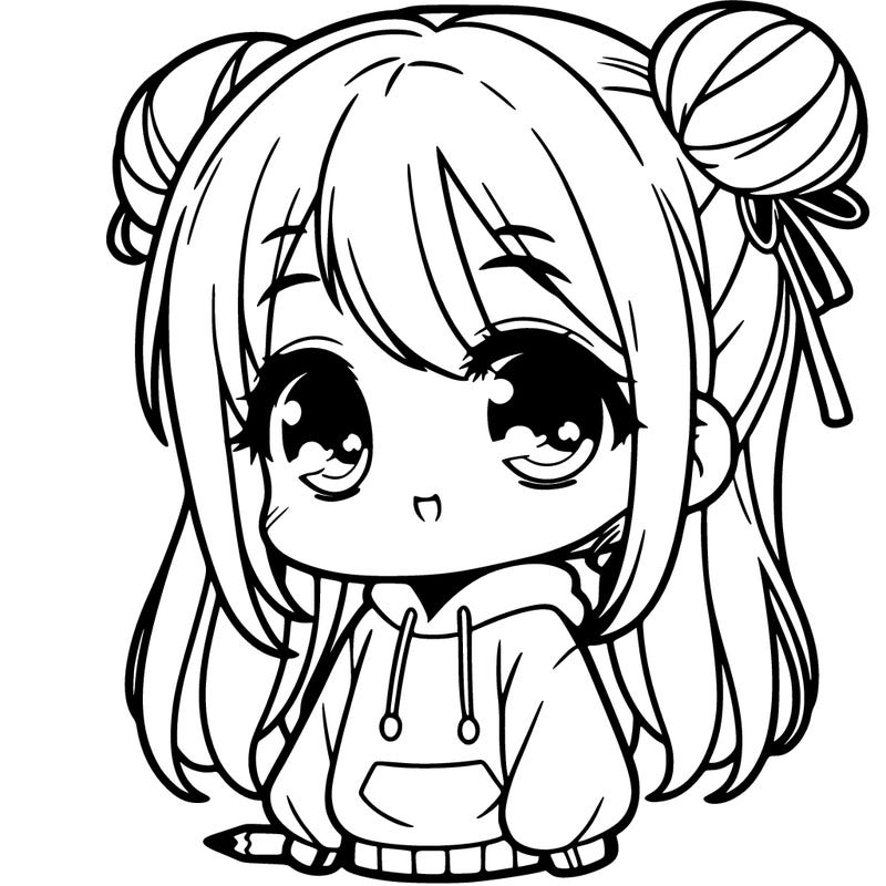 fille manga kawaii avec un sweat