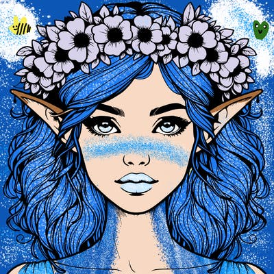 realistic female elf with flower crown