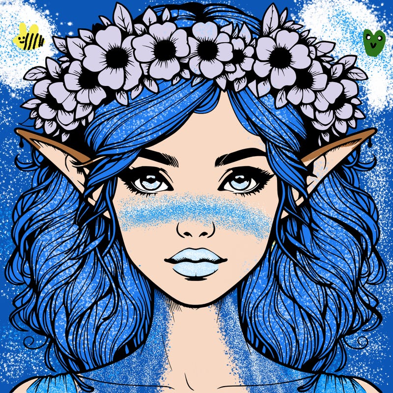 realistic female elf with flower crown