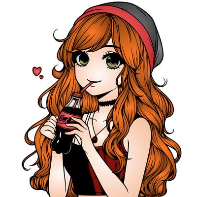 realistic girl drinking coke