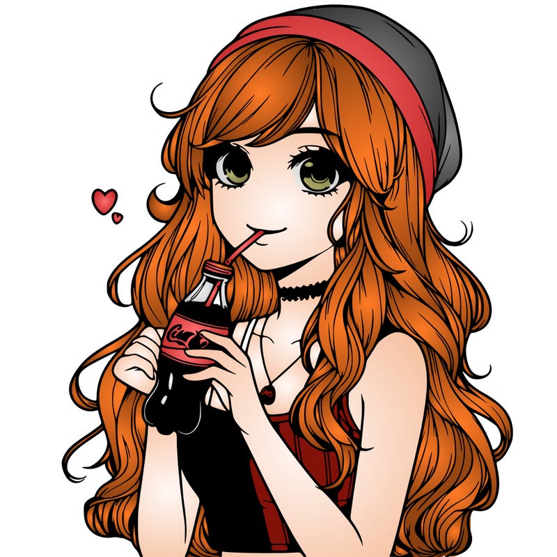 realistic girl drinking coke