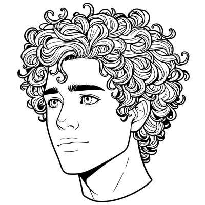 realistic guy with curly hair