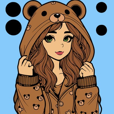 realistic girl in a animal pjs hoodie