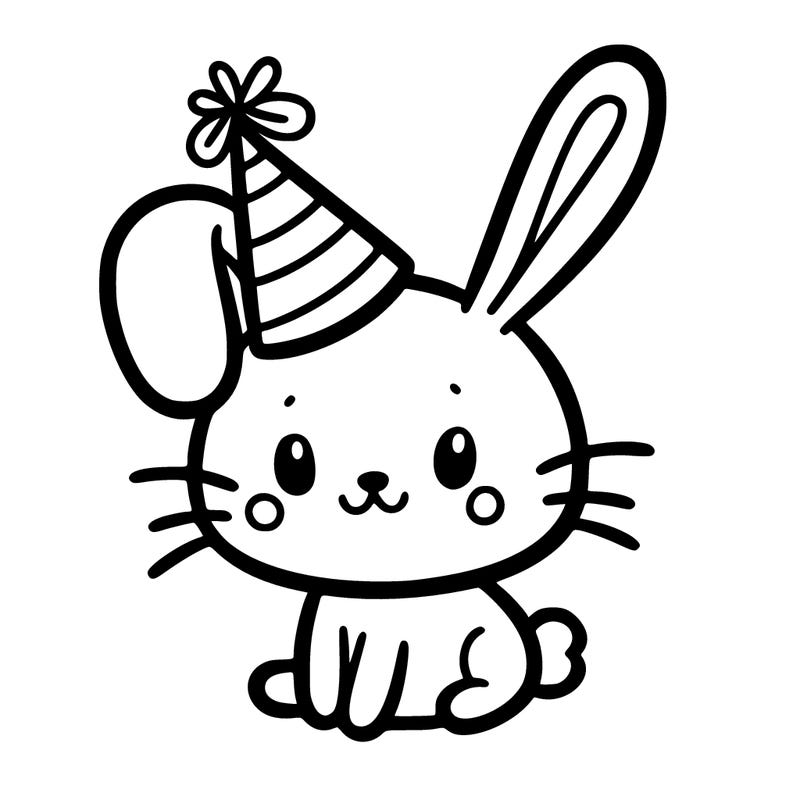 bunny with a party hat on