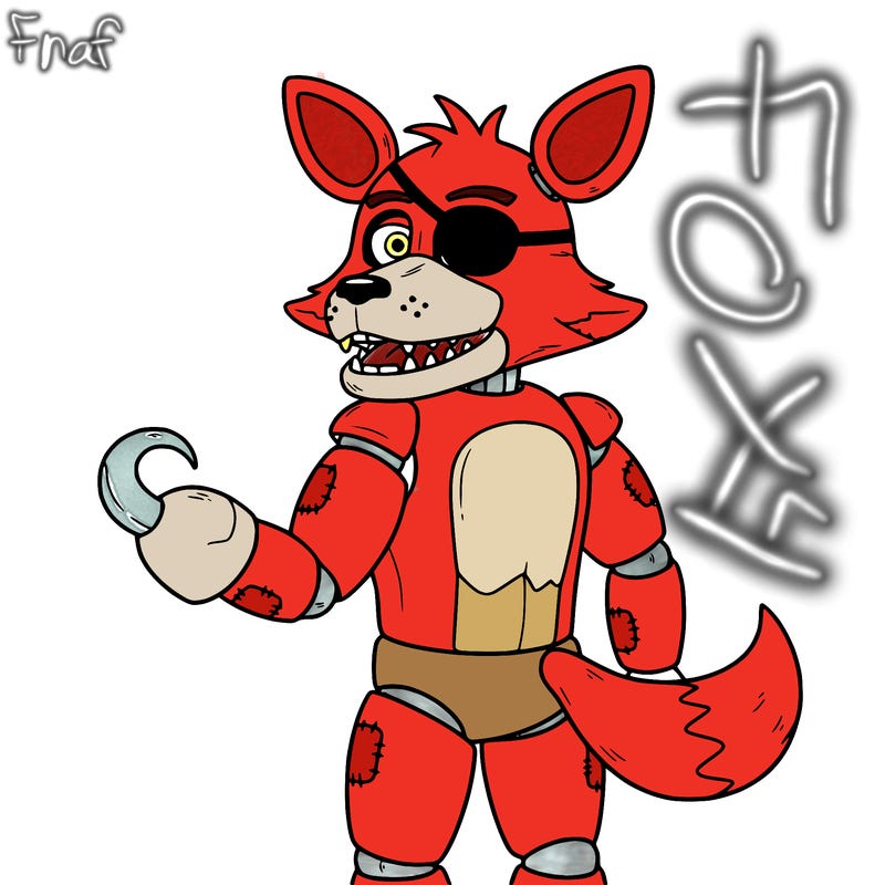 cute, animatronic that is fix like from five nights at freddy named foxy, has a hook for one hand and an eye patch