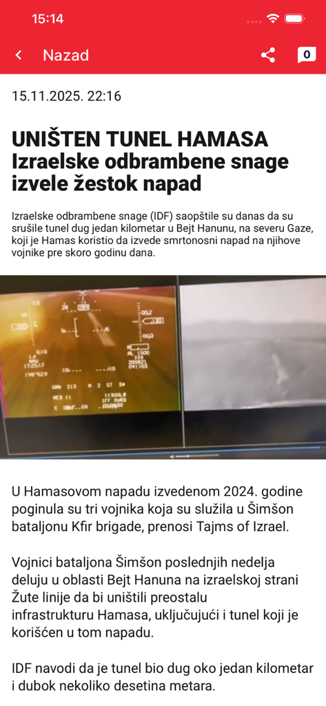 alo.rs - A screenshot of a world news article in Serbian on the alo.rs mobile app interface.
