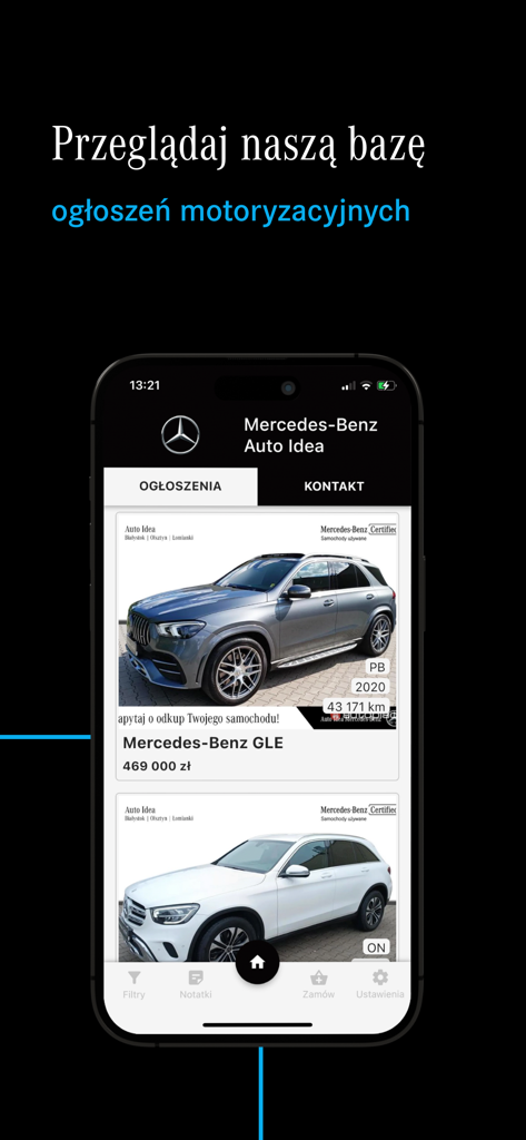 Mercedes-Benz Auto Idea - Mobile app interface of Mercedes-Benz Auto Idea displaying available luxury car inventory