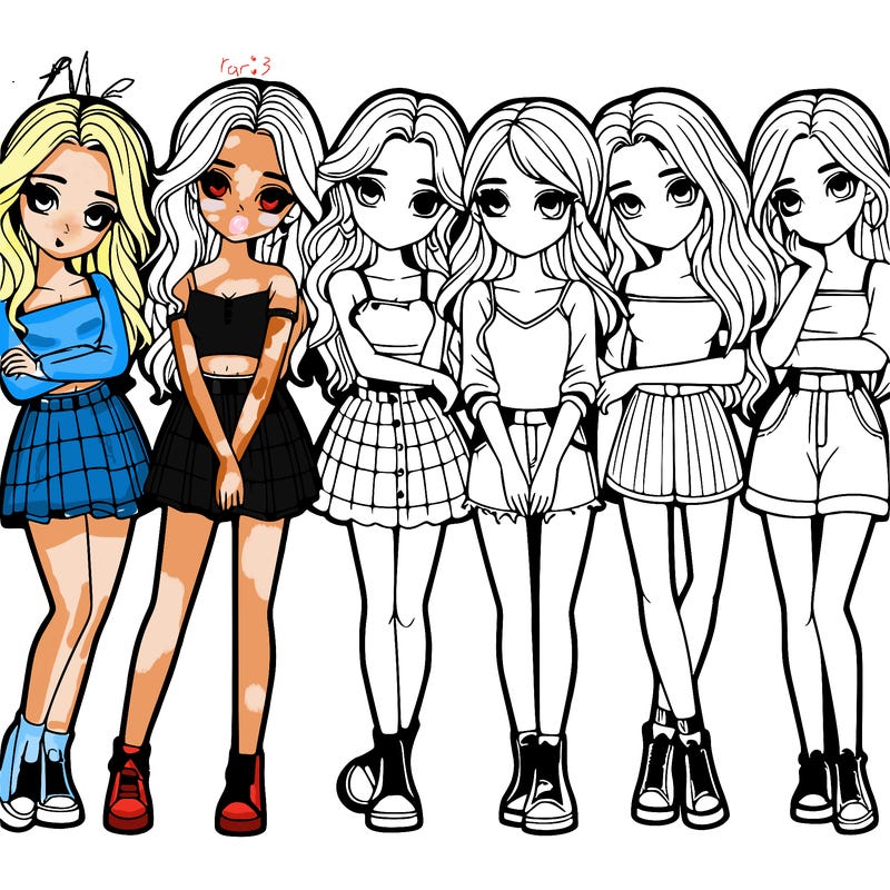 a group of girls realistic