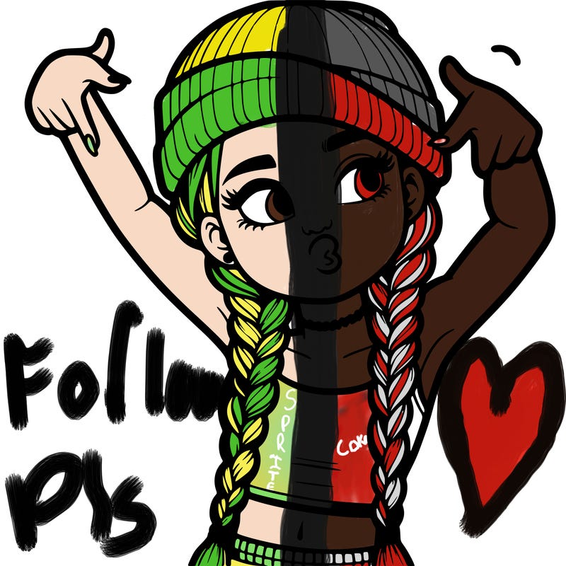 realistic teenage girl with braids and a beanie and crop top doing 🫶🏼