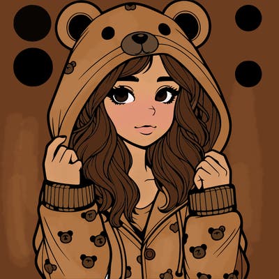 realistic girl in a animal pjs hoodie