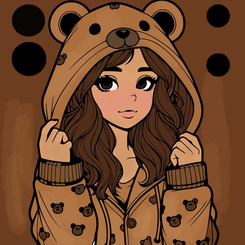 realistic girl in a animal pjs hoodie