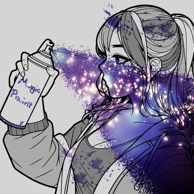 a realistic girl spray, painting