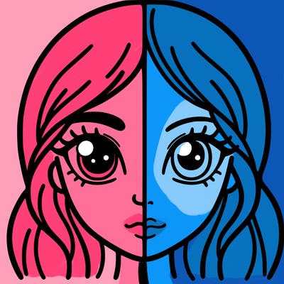 half and half face girl