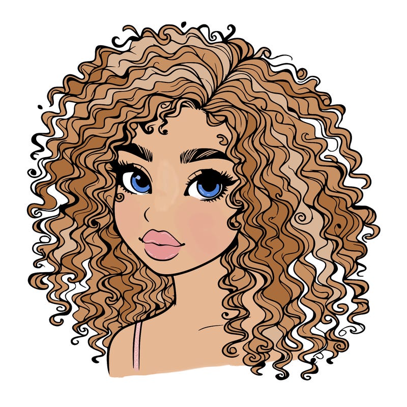 girl with curly hair realistic