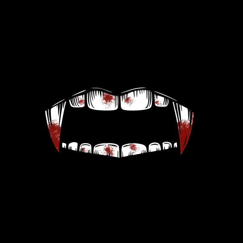 lips with vampire teeth