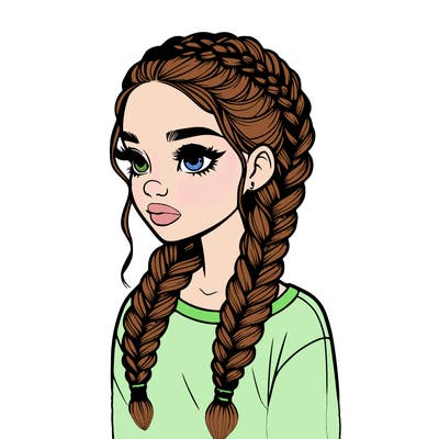 realistic girl with braids