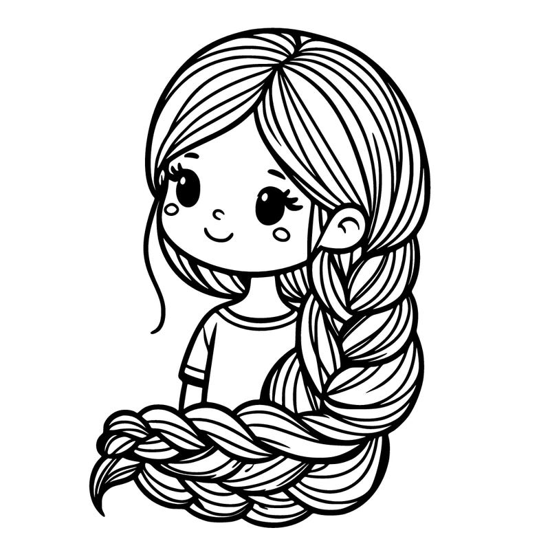 a girl with long braided hair