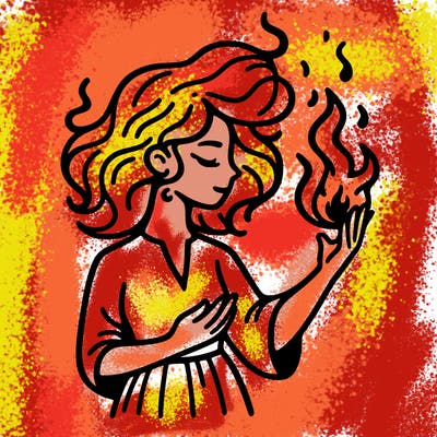 woman with fire