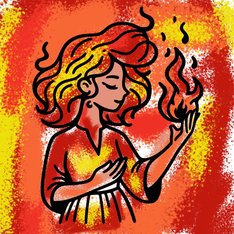 woman with fire