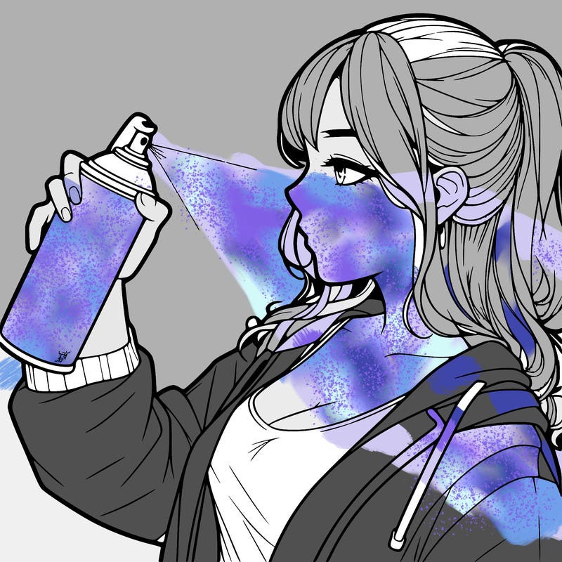 a realistic girl spray, painting