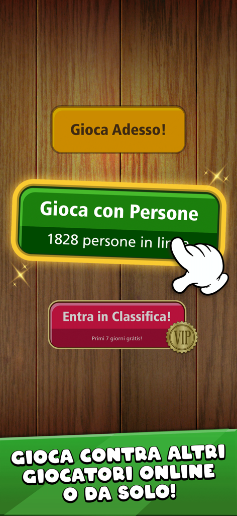 Burraco Italiano Jogatina - Menu del gioco mobile Burraco Italiano Jogatina con opzioni per giocare online o in solitaria e unirsi alla classifica VIP.