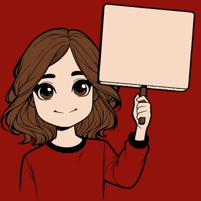 realistic girl holding up a sign