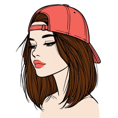 realistic  girl with a backwards hat