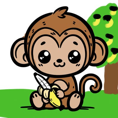 monkey cute and small holding a bannana