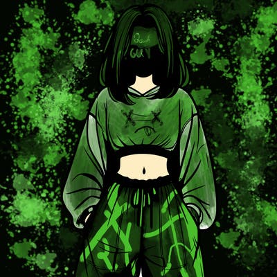 realistic girl faceless with baggy pants and a crop top