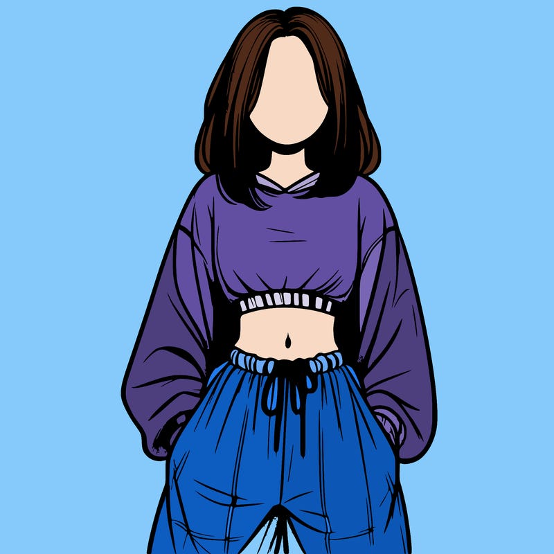 realistic girl faceless with baggy pants and a crop top