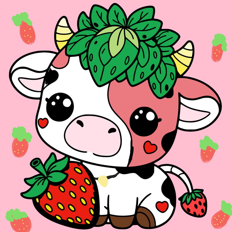 cute strawberry cow