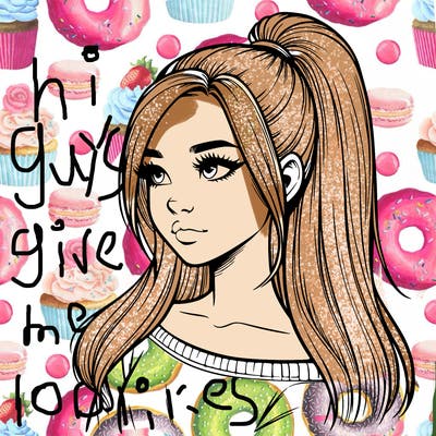 realistic girl with a high ponytail